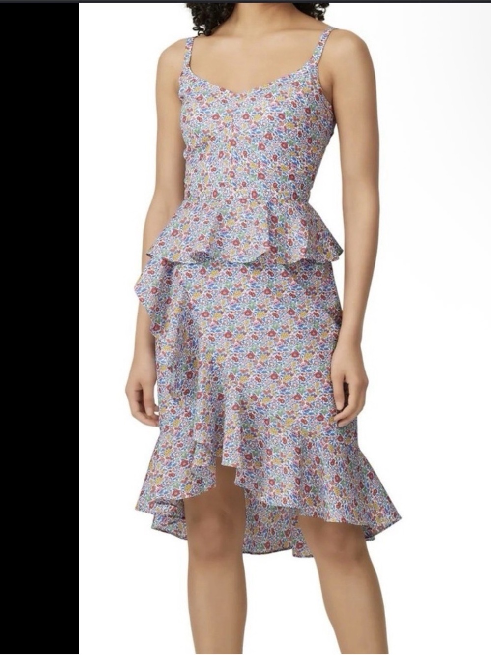 J. Crew Pastel Floral High-Low Ruffle Dress liberty fabric